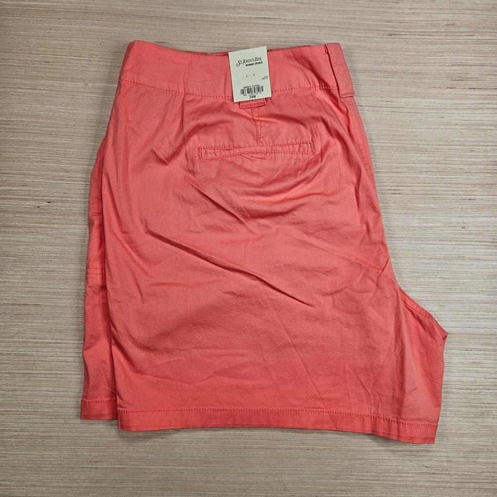 St Johns Bay‎ Cargo Shorts Women 24W Stretch Coral Stretch Pockets NEW